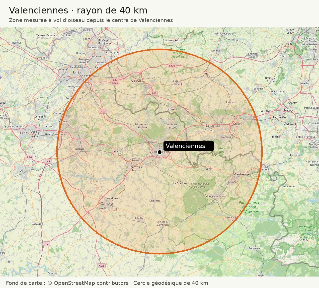 Carte de Valenciennes et zone d’intervention HSP-Concept dans les Hauts-de-France