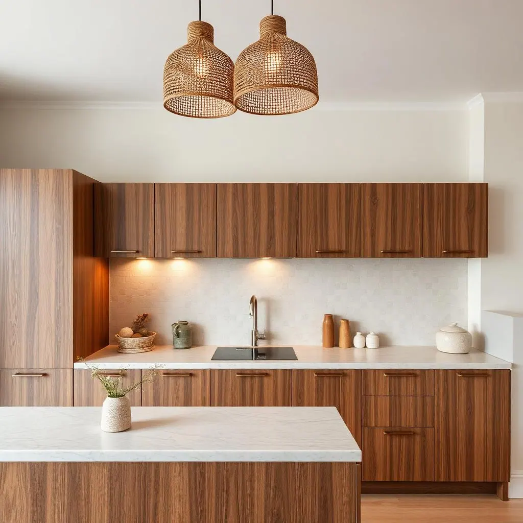 Cuisine rénovée façades noyer