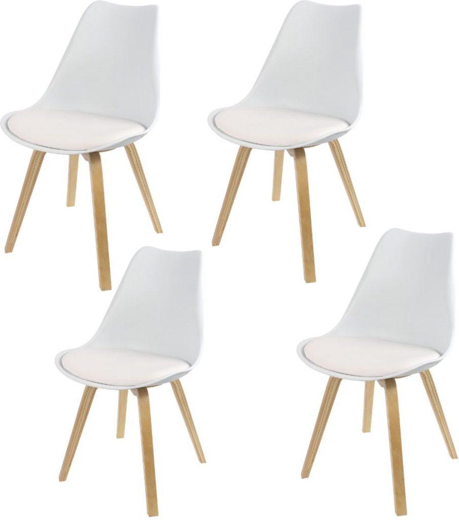 Chaises EMY blanches avec coussin (x4)